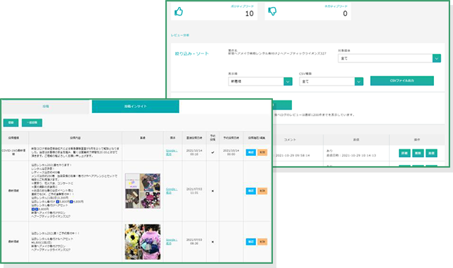 「投稿」管理機能 口コミ管理機能